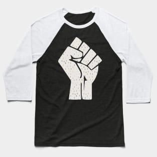 Black Lives Matter Fist White with Gold Drops Baseball T-Shirt